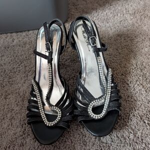 Alex Marie Black Heels with Rhinestone Accents